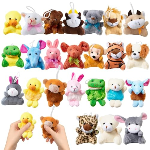 VPAFPEKG Mini Peluche, 24Pcs Mini Animal Jouet en Peluche, Porte-clés Animaux pour Enfants, Petits Animaux en Peluches pour Enfant, Remplissage de Cadeau pour Garçons et Filles, Cadeaux d'anniversaire
