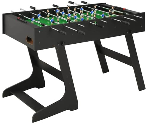 Calciobalilla pieghevole, 121 x 61 x 80 cm, stabile tavolo da calcio per casa, tavolo da gioco con portabicchiere, manici antiscivolo, accessori inclusi