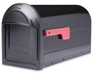 ARCHITECTURAL MAILBOXES 7900-1B-R-10 Barrington Postmount Mailbox, Black, L