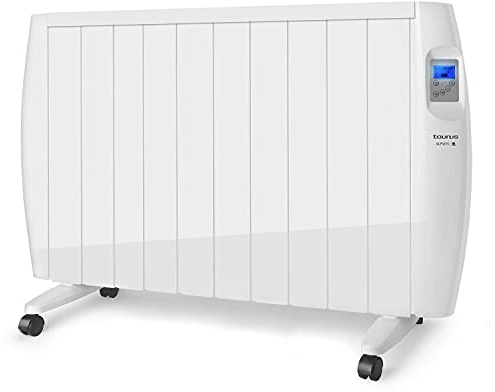 TAURUS ALPATEC- Radiatore elettrico a inerzia a secco Malbork 2000W|Programmatore settimanale/giornaliero, Termostato regolabile (10-35ºc), Spegnimento Automatico| Display LCD retroilluminato|