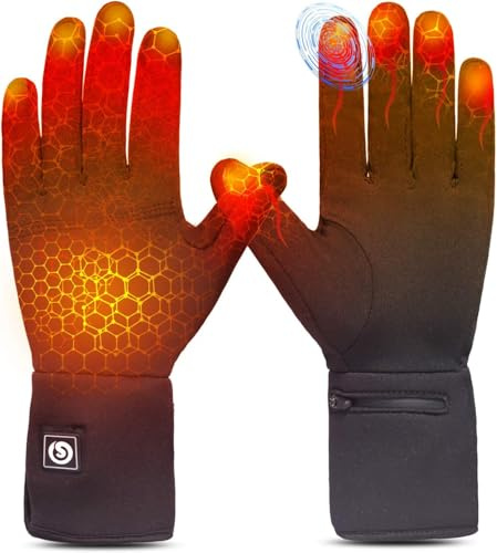 Guantes Calefactables Electrónicos para Hombre y Mujer, Guantes Calefactables Moto Invierno Térmicos de Artritis Batería Recargable Calentador de Mano para Esquí Motociclismo Pesca Senderismo Caza