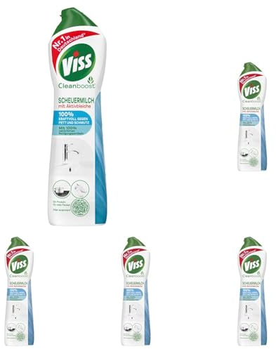 Viss Scheuermilch mit Aktivbleiche effektives Reinigungsmittel mit 100% natürlichen Reinigungspartikeln 500 ml 1 Stück (Packung mit 5)