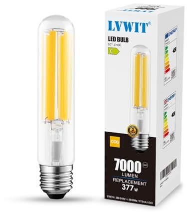 LVWIT Lampadine LED E40 Luce Calda 2700K, Lampadina LED Filamento 41W Equivalenti a 377W, 7000LM, Lampadine Luce Calda, Lampadina Stile Vintage,Risparmio Energetico,Non Dimmerabile,22.5cm, 1 Unità