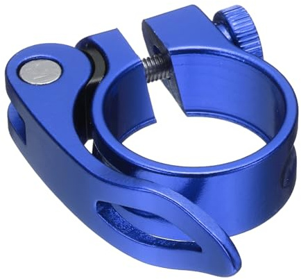 sourcing map Bike Seat Post Clamp 31.8mm Bicycle Clamp Aluminum Alloy Quick Release Seat Post Collar for Diameter 27.2 to 28.6mm Bicycle Mountain Road Bike Tube, Blue