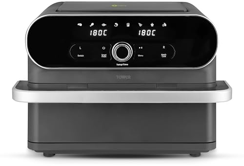 Tower T17200 Elite Flexi-Drawer Air Fryer with Divider, Vortx Cooking Technology, Digital Control Panel, 8 Cooking Presets, 1700W, Graphite