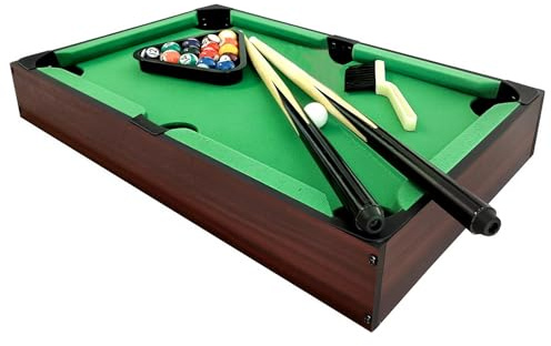 20.5 Mini Pool Table Top Game for Kids & Adults - Wooden Tabletop Billiards Set with 16 Balls, 2 Cues, Triangle - Portable Desk Snooker Fun (MIX)