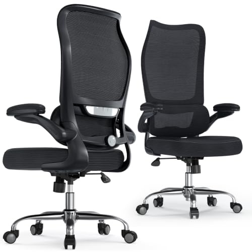 TRALT Bürostuhl Ergonomisch - Schreibtischstuhl Ergonomic Office Chair Netzrückenlehne hoher Rückenlehne Bürostuhl - Gaming-Stuhl Desk Chair mit Sitzfläche aus PU-Leder für Erwachsene Schwarz