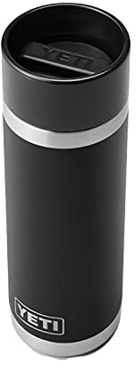 YETI Rambler 18 oz Bottle, Stainless Steel, Vacuum Insulated, with Hot Shot Cap, Black