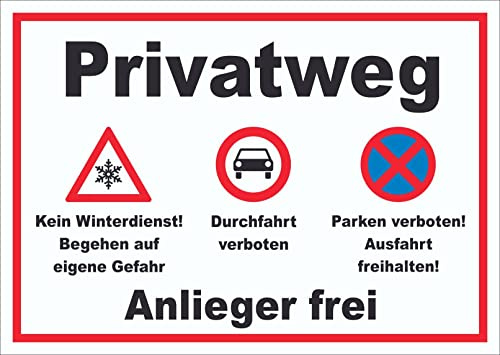 HB-Druck Privatweg KeinWinterdienst Durchfahrt Parken verboten Schild A2 (420x594mm)