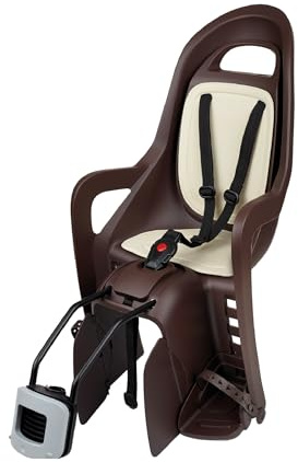 POLISPORT 8406000029 Groovy Maxi FF Siège Arrière pour Enfants – Montage sur Cadre, Siège Vélo Enfant, 9 Mois–6 Ans, Poids Max 22 Kg, Installation Facile, Marron Foncé/Marron