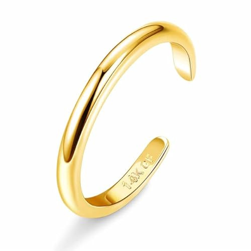 HAIAISO 14K Gold Plated Toe Rings for Women Adjustable Toe Ring Open Band Toe Ring Summer Beach Foot Jewelry