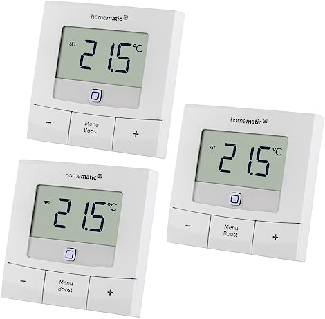 Homematic IP Smart Home 3er Set Wandthermostat – Basic, digitales Thermostat für Heizkörper mit/ohne App, Alexa, Google Assistant, Temperaturmessung, Energie sparen, 154666A0