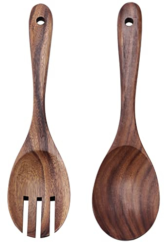 Tyuooker Wood Salad Servers for Nonstick Cookware Kitchen Wooden Baking Salad Making Server,2 Pieces