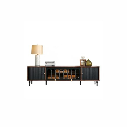 Gabinete De TV Mueble de TV negro de madera maciza Retro francés, mueble de almacenamiento en habitación for apartamento pequeño, mueble de TV de estilo de gama alta ConsOlas De Tv Para Sala De Estar(