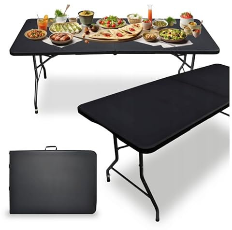 MEDAS PRO Table de restauration, pliable, table de jardin, de balcon, de camping, de bar, de bistro, 180 x 70 cm, noire