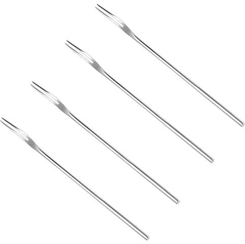 4-Piece Stainless Steel Cocktail Fork Set – Portable Tiny Appetizer, Travel, and Home Use – Perfect Accessories for Tasting Fruits and Small Dishes，Pickle Fork，Olive Forks，Fruit Forks