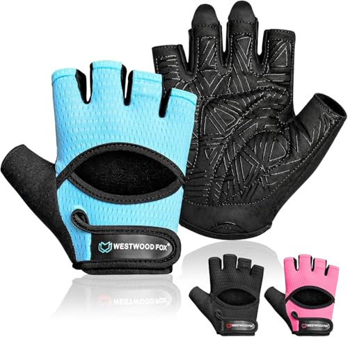 WESTWOOD FOX Fitness-Handschuhe für Damen und Herren, belüftete Handschuhe für Gewichtheben, Fitness, Radfahren und Training, mit dicker Polsterung, vollständiger Handflächenschutz, rutschfester Griff