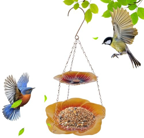 Bird Tray – Metal Flower Shaped Tray – Double Layer and Weatherproof | Metal for Birds, for Goldfinches Aviary Parrots