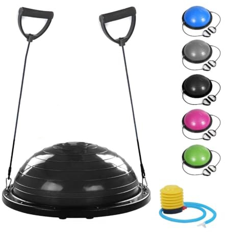 FMYBB70N Fitness Balance Ball (Ø 60 cm) | Balle en ABS et PVC | Gymball Training Board Demisphère Dôme | Augmente l'équilibre Résistance Force et Entraîne le Core (Noir)