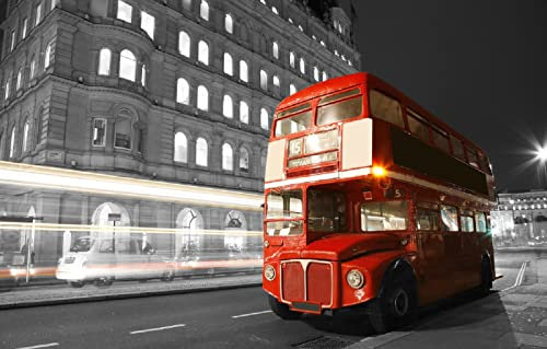 LHJOYSP 1000 Teile Puzzel City Road Nachtlichter Street London UK Bus 75x50cm