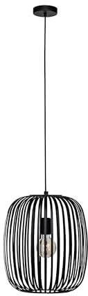 EGLO Hängelampe Romazzina, Esstisch Pendelleuchte 1-flammig, Esszimmerlampe aus Metall in Schwarz, Hängeleuchte mit E27 Fassung