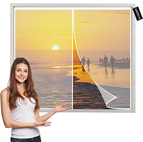 Zanzariere Magnetiche 120x110cm Bianco Zanzariere su Misura Chiudi Automaticamente Adsorbimento Magnetico per Porte d'Ingresso Cortili Facile Montaggio