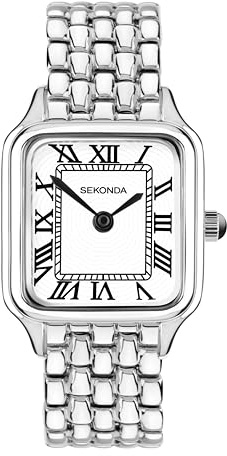 SEKONDA Classic Monica Ladies 30mm Quartz Watch in White with Analogue Display, and Silver Alloy Strap 40656
