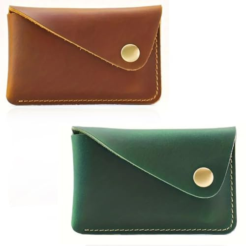SSyang 2 Piezas Soporte para Tarjetas de Visita, Tarjetero para Tarjetas de Visita de Cuero PU, Porta Tarjetas de Visita, Estuche para Tarjetas de Crédita, para Hombre y Mujer (Verde/Marrón)