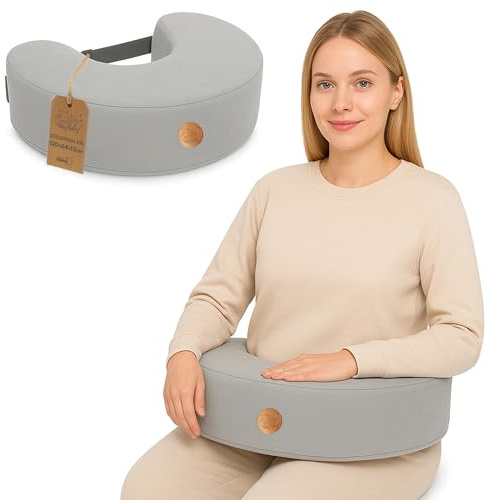 Totsy Baby Cojín de Lactancia con Espuma viscoelástica - Almohada ergonómica para amamantar bebé Soporte cómodo para mamá y lactante Ideal para Embarazo y Postparto Gris Claro