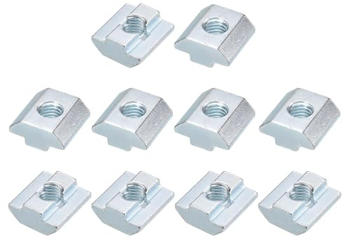 TOP-VIGOR M8 Sliding T Slot Nuts 15Pcs, Nickel Plated Carbon Steel Hammer Head Roll-in T-Nuts for 4040 Aluminium Extrusion Profile, T-Slot Fasteners for CNC and 3D Printer Assembly
