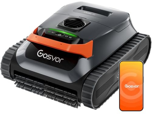 Gosvor (Nuevo 2026) LiteVac G1 Robot Limpiafondos Piscina,Paredes,Línea y Plataformas,7kg,200min Autonomía,Doble Filtración,Navegación Inteligente y App,200m²,Gris Anaranjado