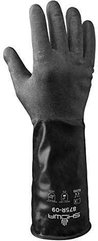 SHOWA 875 Butyl Chemical Resistant Safety Glove with Rough Grip, Unlined, 14 mil Thick, 14 Length, X-Large (1 Pair)