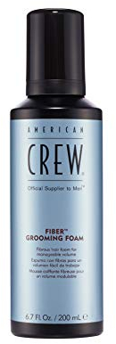 American Crew - Fiber Grooming foam, espuma de peinado para hombre, producto de fijación media para el cabello, producto de peinado para dar estructura, volumen y brillo natural con filtro UV, 200ml
