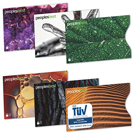 6er Set TÜV geprüfte RFID & NFC Blocker Kreditkarten-Schutzhülle - Stabile EC Kartenhülle gegen Datenklau & unerlaubtes auslesen - 100% Datenschutz Kreditkartenhülle für Ausleseschutz (Muster, Nature)