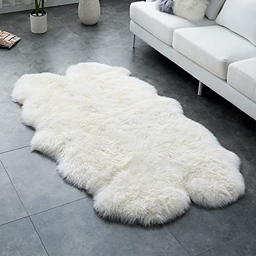 Altlue Tappeto Pecora Vera Pelle di Pecora Tappeto di Pelliccia Tappeto Peloso Grande Tappeti Lana Grandi per Soggiorno (Bianca) (Size : 4p(100 * 200cm))