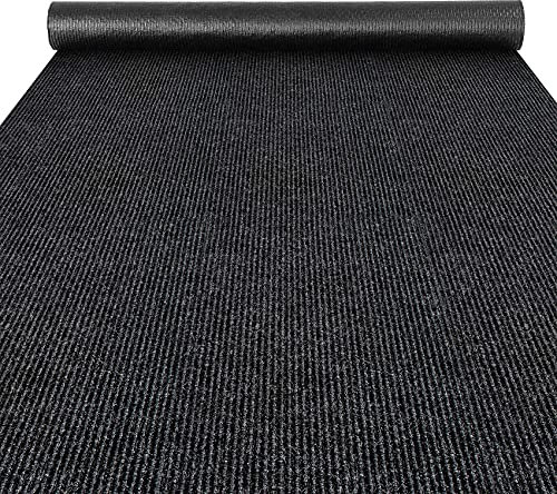 ANRO Flurläufer Schmutzfangmatte Sauberlaufmatte Teppich Läufer Schmutzfangläufer Metwerware gerippt Schwarz 100x1000cm (10M)