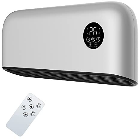 MYLEK Overdoor Heater 2000W Wall Mounted Indoor Over Door Hot Air Downflow Curtain - Fan - With Remote Control, PTC, Thermostat, Timer, Office, Bathroom, Commercial, Garage, (2KW, Silver)