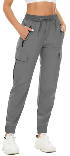 SMENG Cargo Trousers Women Lazy Drawstring Ladies Trousers UK Preppy Womens Tracksuit Bottoms Lady's Airycloth Cargos Slim Fit Work Trousers Light Grey Size XS