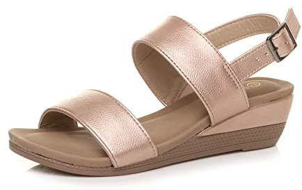 AJVANI Womens ladies low mid wedge heel slingback strappy platform sandals size 6 39