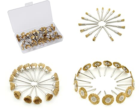 45 cepillos de alambre de latón para limpiar taladro de óxido para quitar pintura en metal de limpieza de madera, juego de brocas de eliminación de óxido, rueda de alambre para taladro