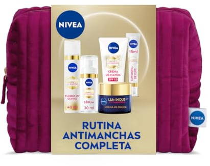 NIVEA Cellular Luminous630 - Pack de Regalo Tratamiento Completo Antimanchas - Día 40 ml, Noche 50 ml, Sérum 30 ml, Contorno de Ojos 15 ml y Manos 50 ml - Todo Tipo de Piel