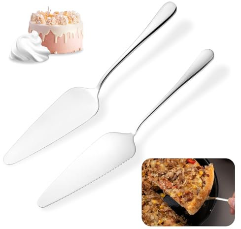 Set 2 Paletta Torta in Acciaio – Paletta Per Dolci Con Lama Dentata E Liscia – Taglia Torta Acciaio – Paletta Servire Torte – Set Coltelli Per Dolci – Accessori Per Compleanno E Matrimonio