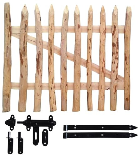 Ekogarden Gartentor Zauntor Holztor Gartenpforte Pforte aus Holz Haselnussholz für Staketenzaun inkl. Scharniere (STZ-GT-B-120/H-100)
