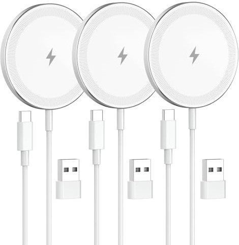 3-Pack 15W Magnetic Wireless Charger: Qi2 Fast Charging Pad for iPhone Air 17 16 15 14 13 12 Pro Max, Samsung Galaxy S26 S25, Google Pixel 10, AirPods-Slim Portable for Desk Bedside Travel-White