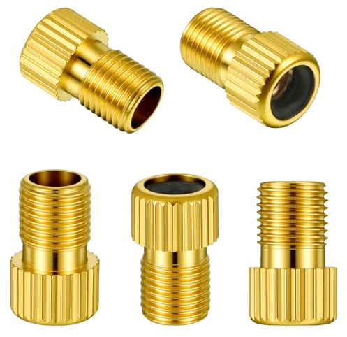 5PCS Presta to Schrader Valve Adapter, Bike Pump Adapter, Brass Presta Valve Adaptor, Convert Prestas to Schrader for Bicycle Tires, Inflate with Standard Pump