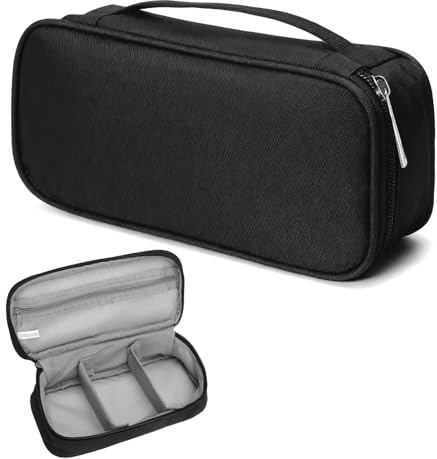 Borsa Cavi Impermeabile 600D Oxford, Organizer Cavi Antiurto e Durevole, Custodia Tech Portatile Nera con Moschettone, Custodia Accessori Elettronici per Viaggio, Ufficio, Caricatore, USB, Powerbank
