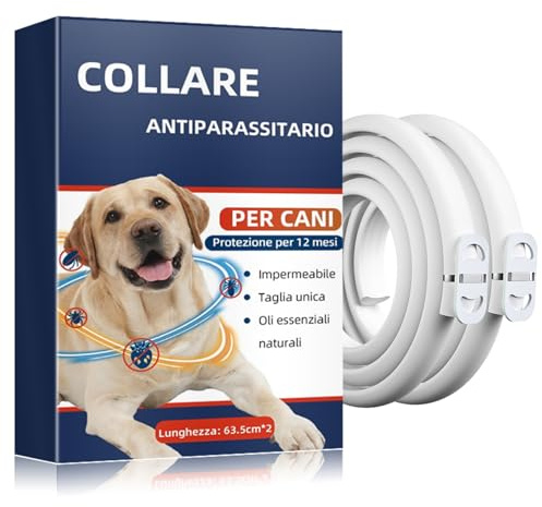 Collare Antiparassitario Regolabile Per Cani, Impermeabile, Con Oli Essenziali Naturali. Aiuta Contro Pulci E Zecche, Adatto A Cani Di Tutte Le Taglie, Protezione Fino A 12 Mesi