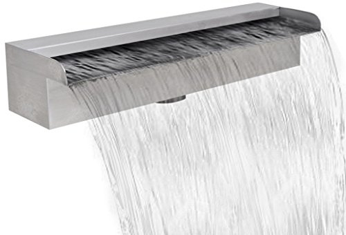 Festnight 45 cm Rectangular Stainless Steel Waterfall Pool Fountains Blade Cascade Bottom Supply