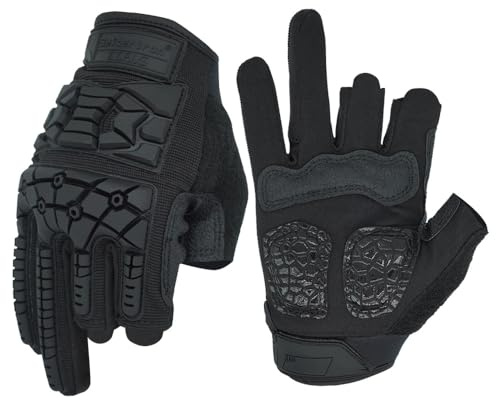 Seibertron T.T.F.I.G 2.0 Men's Tactical Military Gloves Flexible Rubber Knuckle Protective for Combat Hunting Hiking Airsoft Paintball Motorcycle Motorbike Riding Outdoor Gloves Black L