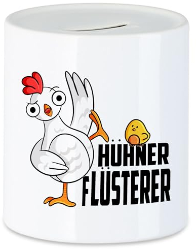 Hey!Print Hühner-Flüsterer Spardose Huhn-Fans Bauernhof Chicken Hühnerhof Geschenkidee